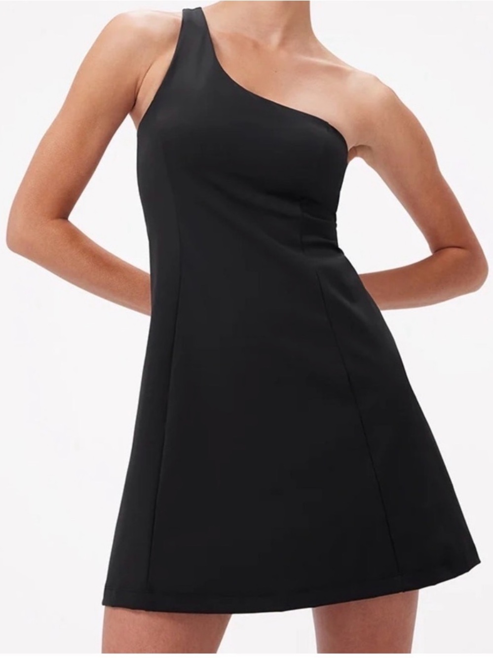 Outdoor Voices One-Shoulder Black Exercise Dress